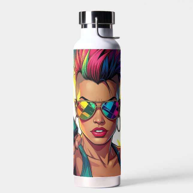 Bouteille D'eau Lesbienne LGBT Mohawk Uppercut Pop Art (Gauche)