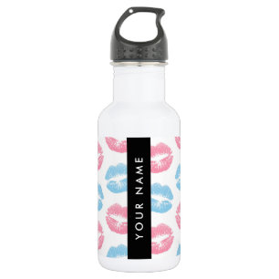 Bouteille D'eau Lèvres roses, lèvres bleues, baiser, votre nom, pe