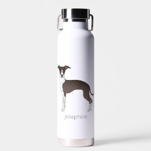 Bouteille D'eau Lévrier Italien Seal Et Blanc Avec Nom Personnalis