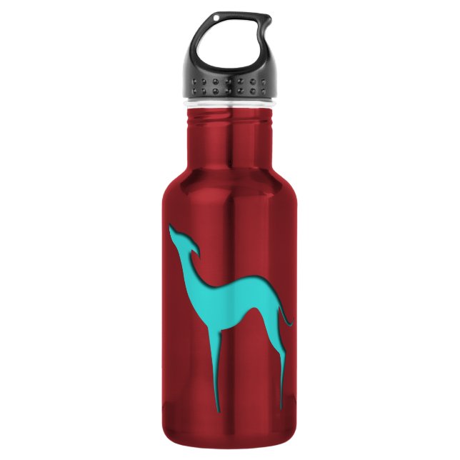 Bouteille D'eau Lévrier italien Whippet silhouette turquoise (Devant)