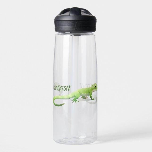 Bouteille D'eau Lézard Amical Avec Votre Nom (Avant)
