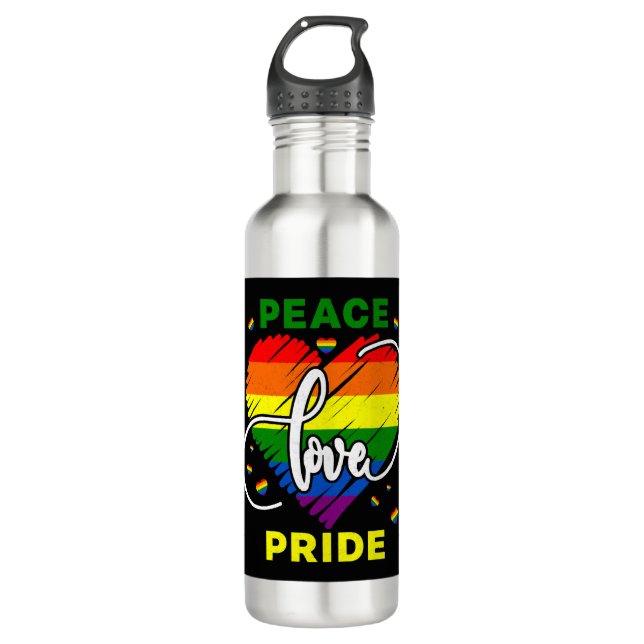 Bouteille D'eau Lgbt Rainbow Gay Peace Love Pride (Devant)