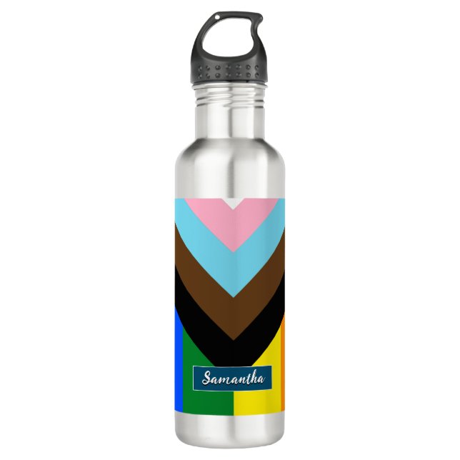 Bouteille D'eau LGBTQ & Pride - Arc-en-ciel, personnalisation (Devant)