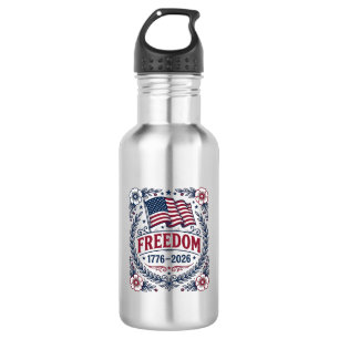 Bouteille D'eau Liberté 1776 Chemise Fleurie Drapeau Patriotique V