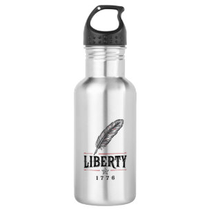 Bouteille D'eau Liberté 1776 Dessin vectoriel de plume patriotique