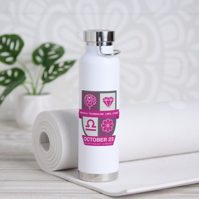 Bouteille D'eau Libra Birthday Crest™ pour le 1er au 23 octobre (Yoga (pivoté))