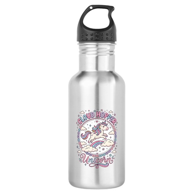Bouteille D'eau Licorne Cloud Hopper Licorne Mignonne Cadeau Dés (Devant)