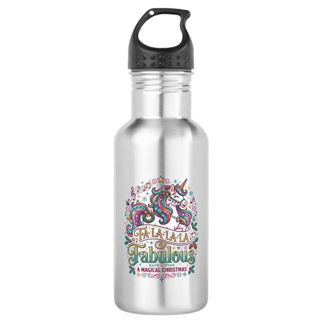 Bouteille D'eau Licorne Fa La La La Fabuleux Fond Blanc Mignon (Devant)