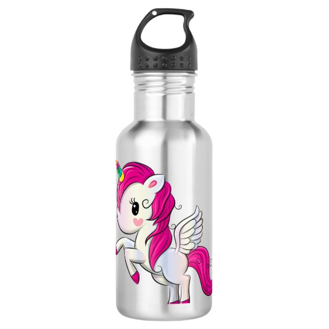 Bouteille D'eau Licorne mignonne d'arc-en-ciel (Devant)