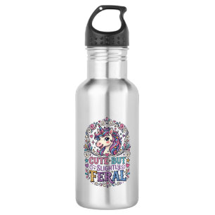 Bouteille D'eau Licorne Mignonne mais Légèrement Féroce Fond Blanc