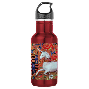 Bouteille D'eau LICORNE MONOGRAMME Rouge Bleu Floral Tourbillons