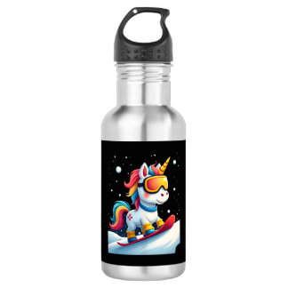 Bouteille D'eau Licorne sur Snowboard - Ski drôle et sports d'hive