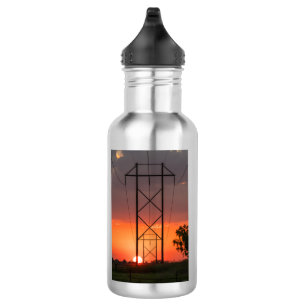 Bouteille D'eau Lignes d'alimentation Coucher de soleil Silhouette