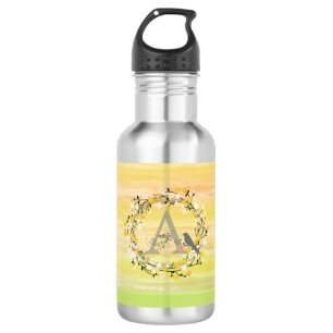 Bouteille D'eau Lignes de pinceau d'aquarelle, monogramme de courr