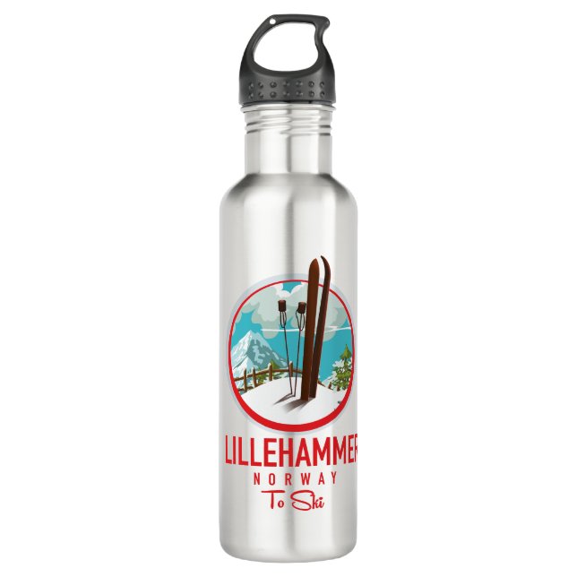 Bouteille D'eau Lillehammer Norvège logo Ski (Devant)
