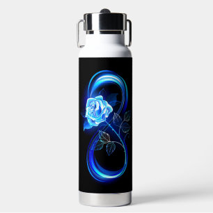 Bouteille D'eau L'infini lumineux avec une rose bleue