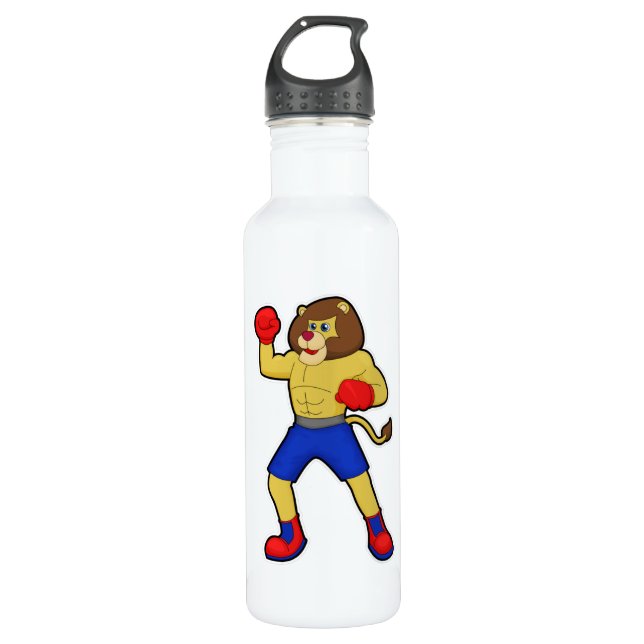 Bouteille D'eau Lion at Boxing with Boxing gloves (Devant)