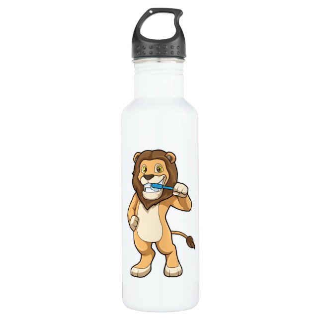 Bouteille D'eau Lion avec brosse à dents (Devant)