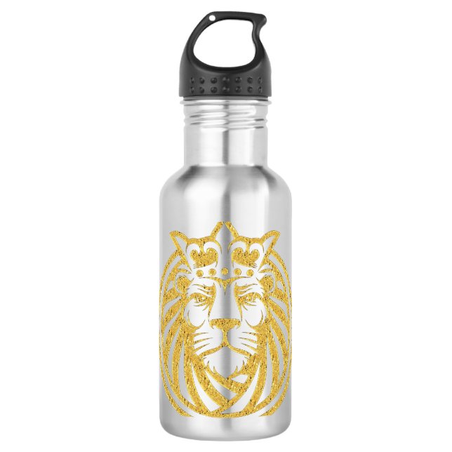 Bouteille D'eau Lion Avec Couronne - Style Or 4 (Devant)