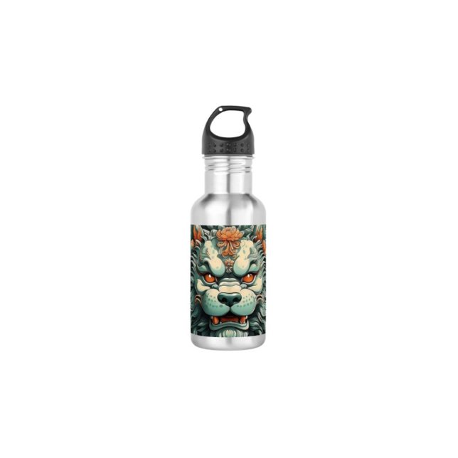 Bouteille D'eau Lion de la sagesse de la grippe  (Asian Lion Head  Water Bottle – 18 oz 18/8 stainless steel Height: 8.67" Weight: 8.7 oz. )