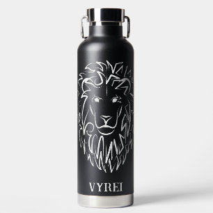 Bouteille D'eau Lion tribal noir et blanc