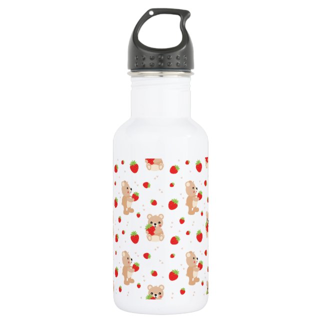 Bouteille D'eau Little teddy bear with strawberry (Devant)