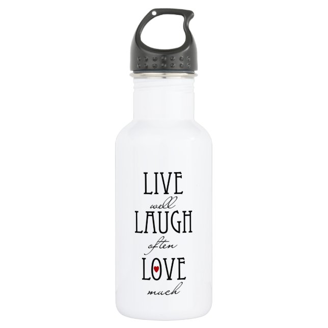 Bouteille D'eau Live rire amour texte simple (Devant)