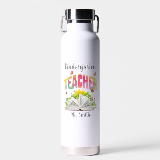 Bouteille D'eau Livre et papillons de l'enseignant sur mesure