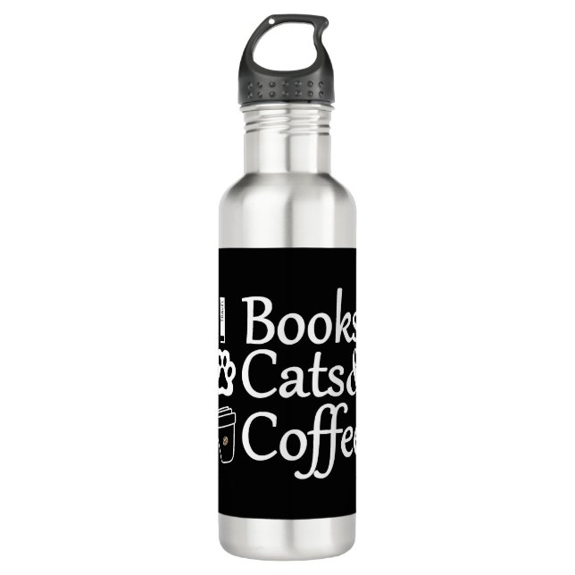 Bouteille D'eau Livres Cats & Café (Devant)