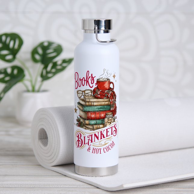 Bouteille D'eau Livres Écharpes et Chocolat Chaud  (Yoga (pivoté))