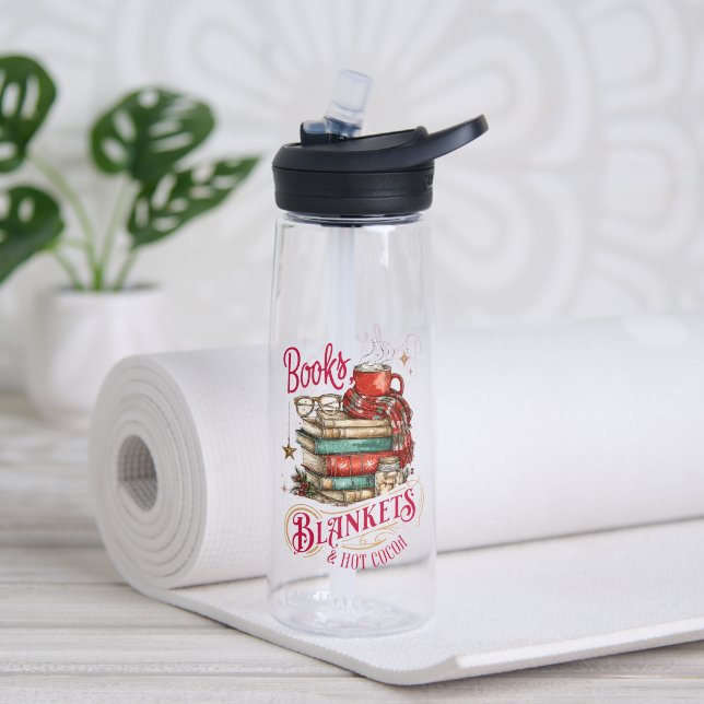 Bouteille D'eau Livres Écharpes et Chocolat Chaud  (Yoga (pivotée))