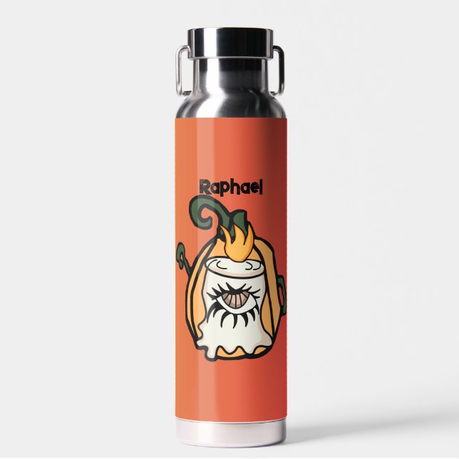 Bouteille D'eau L'oeil Éffrayant d'un Citrouille de Bois rétro (Avant)