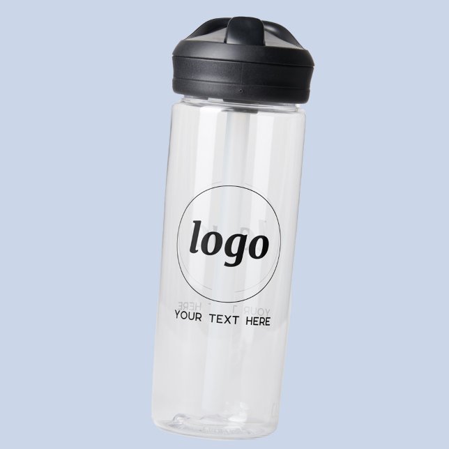 Bouteille D'eau Logo avec texte de marque commerciale promotionnel (Simple logo with custom text promotional business branding water bottle)