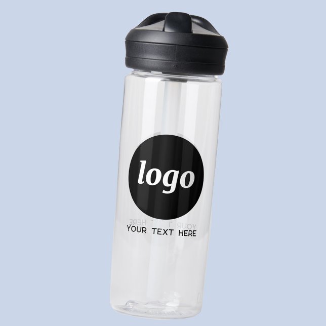 Bouteille D'eau Logo avec texte de marque commerciale promotionnel (Simple logo with custom text promotional business branding water bottle)