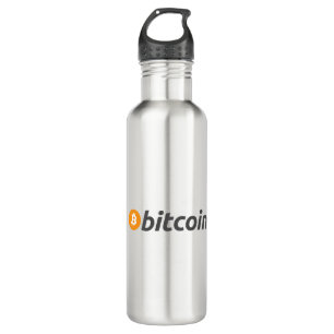 Bouteille D'eau Logo Bitcoin grand avec symbole Bitcoin orange