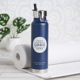 Bouteille D'eau Logo cercle blanc Navy marqué