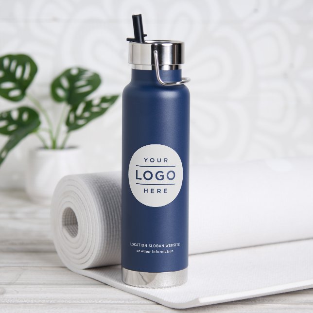 Bouteille D'eau Logo cercle blanc Navy marqué (Yoga)