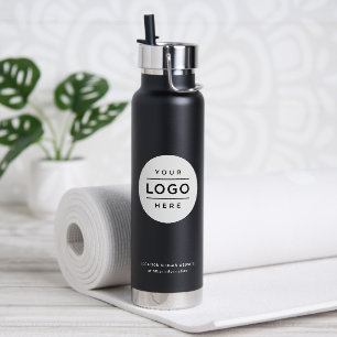 Bouteille D'eau Logo Cercle Noir Blanc Marqué