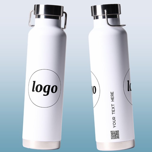 Bouteille D'eau Logo Code QR Texte Marque commerciale Promotion (Simple logo with QR code and custom text business branding promotional water bottle)