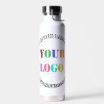 Bouteille D'eau Logo de l'entreprise Médias sociaux Modèle de bout<br><div class="desc">Polices et couleurs personnalisées - Concevez votre propre bouteille d'eau en acier inoxydable personnalisée avec logo de l'entreprise et texte Slogan Social Media Promotions Bouteilles d'eau / Cadeau - Ajouter votre logo - Image - Photo ou QR Code / Business Slogan - Tagline - Nom - Entreprise / Social Media...</div>