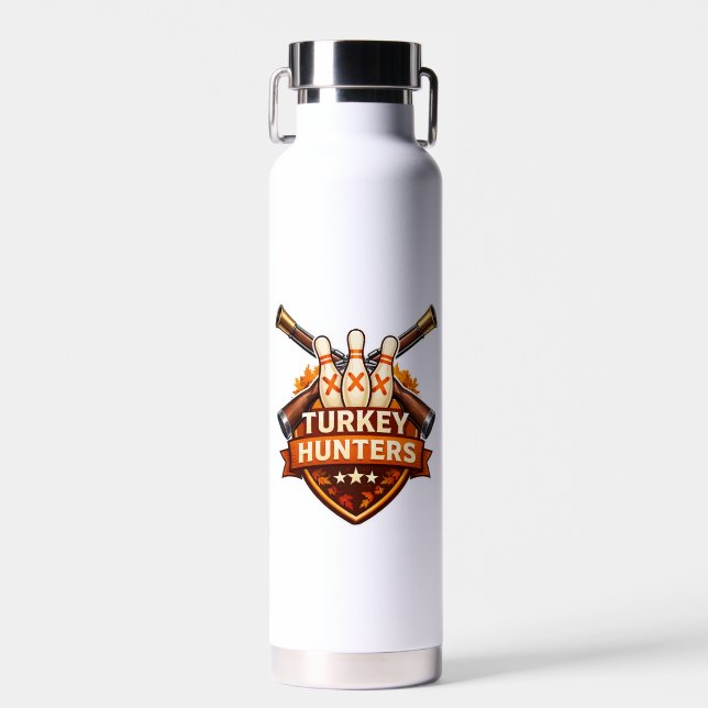 Bouteille D'eau Logo de l'équipe de bowling Turkey Hunters (Avant)