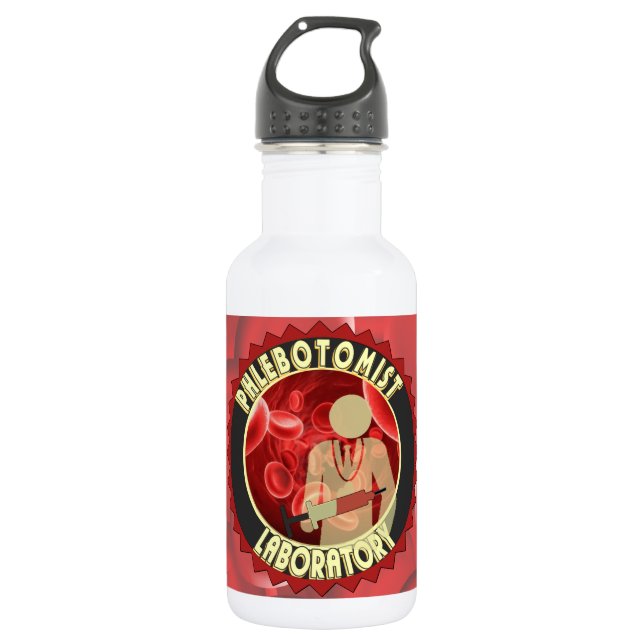 BOUTEILLE D'EAU LOGO DE SANG DE PHLEBOTOMIST (Devant)