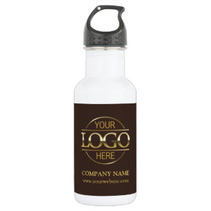 Bouteille D'eau Logo d'entreprise Brown & Gold simple