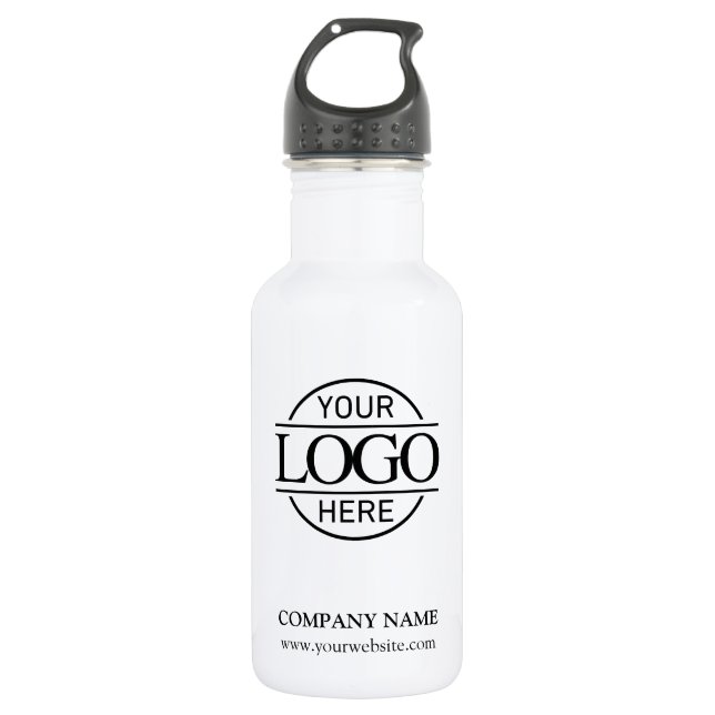 Bouteille D'eau Logo d'entreprise moderne noir et blanc (Devant)