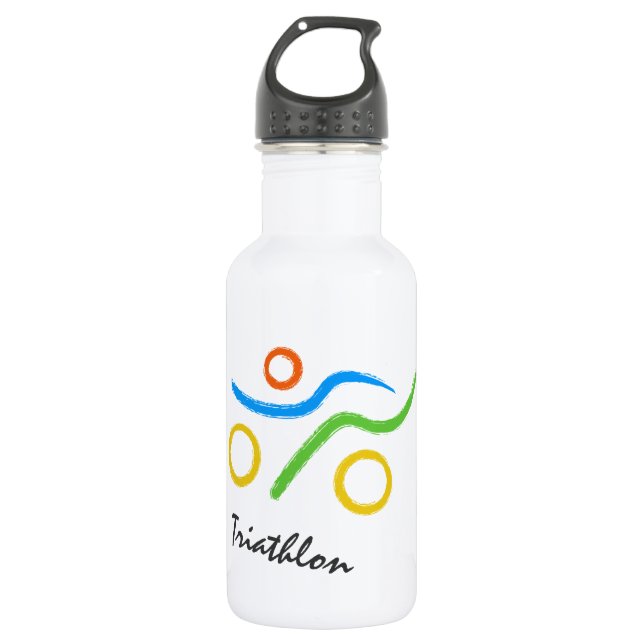 Bouteille D'eau Logo du triathlon (Devant)