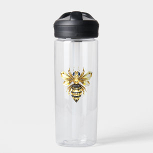 Bouteille D'eau Logo Faux Gold Foil Bee Polygonal sur Noir