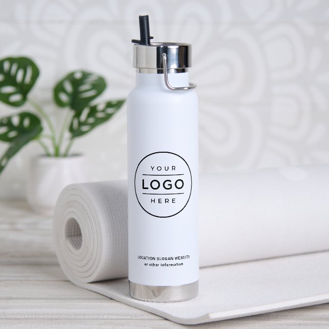 Bouteille D'eau Logo Hydratation Entreprise Blanc Marque (Yoga)