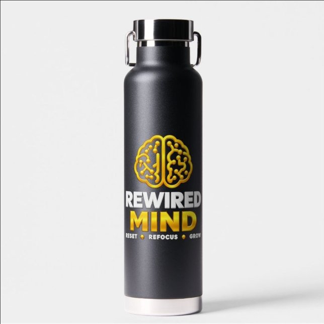 Bouteille d'eau Logo Rewired Mind - Isolée Noire (Créateur téléchargé)