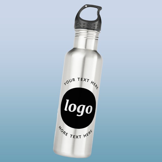 Bouteille D'eau Logo Simple Avec Entreprise Texte (Simple logo with custom text promotional business branding water bottle)