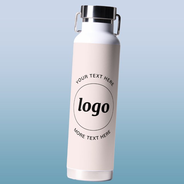 Bouteille D'eau Logo simple et texte Business Blush Rose (Logo with custom text promotional business water bottle)